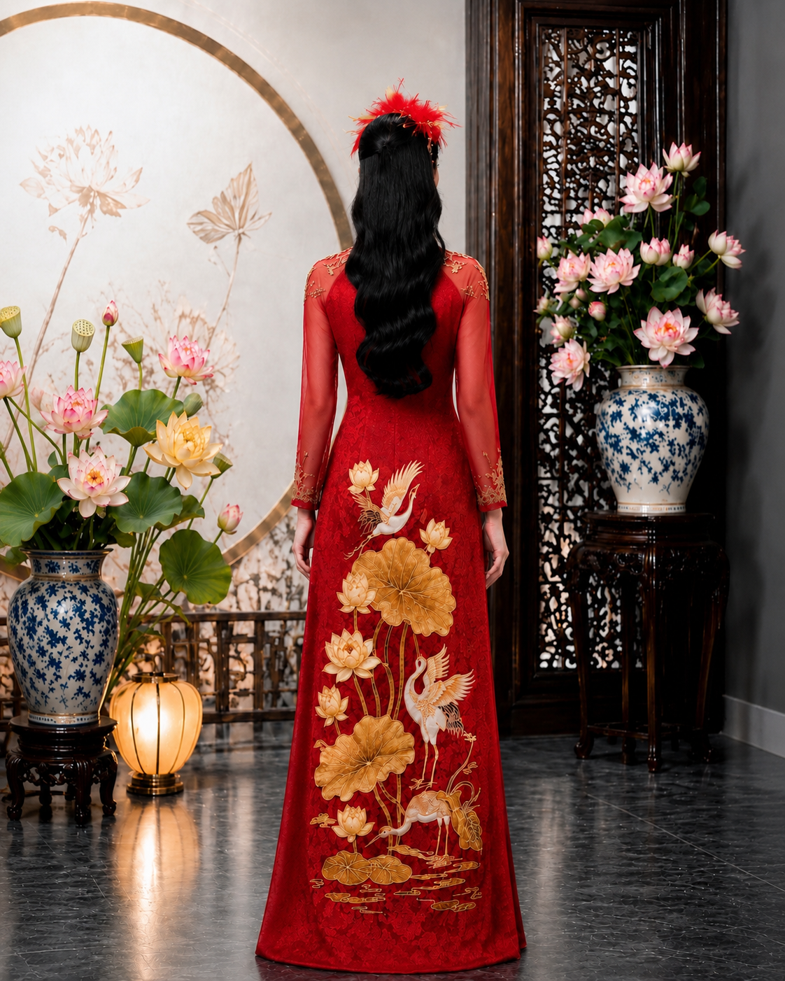 Golden Lotus Crane