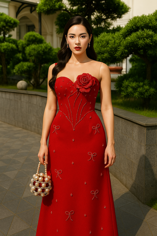 ❤️✨ PINK RED DRESS – ELEGANT &amp; ELEGANT IN EVERY BEAUTY