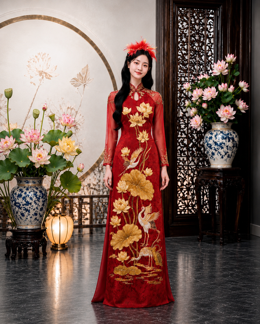 Golden Lotus Crane