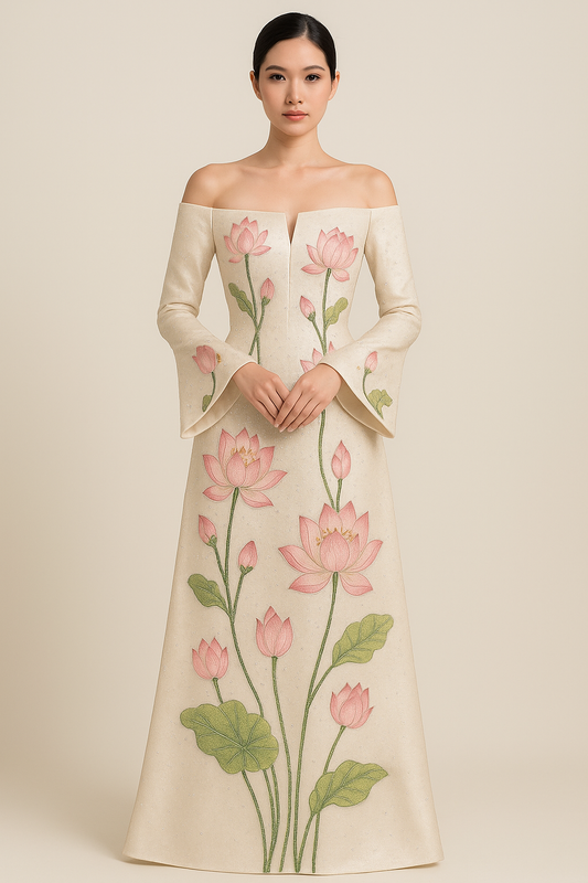 The gentle pink lotus dress