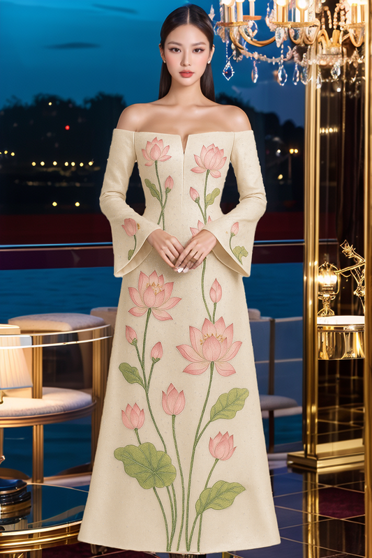 The gentle pink lotus dress